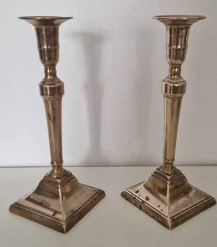 Paire bougeoirs laiton - , style