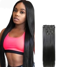 22" Hair Extensions 56cm Hairpieces Straight Synthetic Clip In Hair Extentions