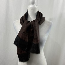 100% Silk Scarf Face Vintage Long Double Layer Neckerchief Cravat Office Blue