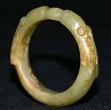 59mm Old China Hetian Jade Carved Fengshui Dragon Beast Bracelet Bangle Jewelry