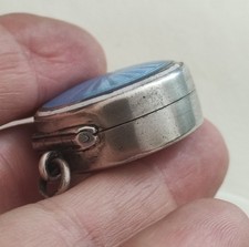 pendentif Boîte à Pilules de Chatelaine email émaillé guilloché Argent Pill Box