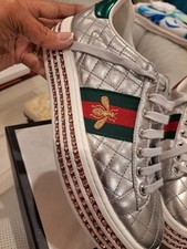Gucci  Ace Lether Trainers Metalic Crystal. Worn  Twice Only .