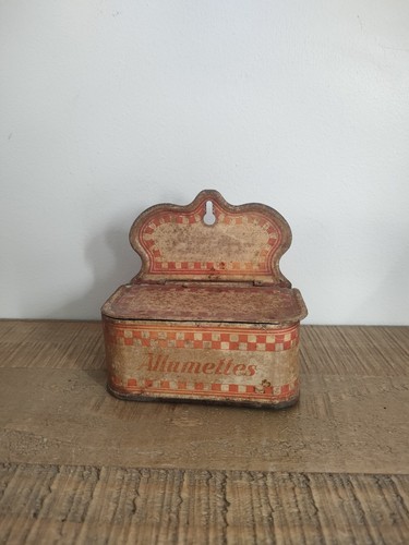 Antique sheet metal matchbox - antique,