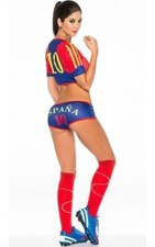 DÉGUISEMENT POMPOM GIRL ANIMATRICE FAN FOOTBALL ESPAGNE COSTUME SEXY POUR ADULTE