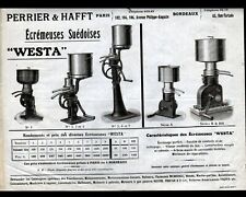 BORDEAUX / PARIS (33 / XI°) MACHINES ,ECREMEUSE SUEDOISE WESTA "PERRIER & HAFFT"