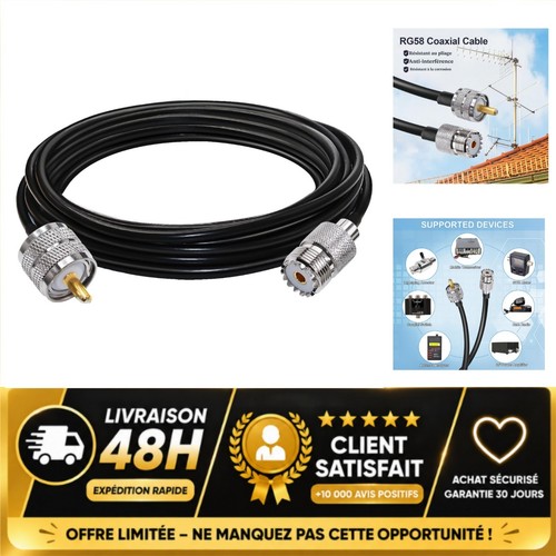 Câble coaxial rg58 uhf - uhf, so239