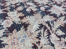 Dessus de lit indien brodé Kantha Coton Noir Fait main King Inde Brodé A2