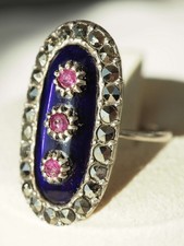 BAGUE ANCIENNE ARGENT EMAILLE