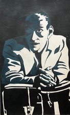 Peinture gouache contemporaine portrait de jazz man. original JJA