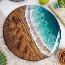 12 " Bois Et Époxy Coin Table