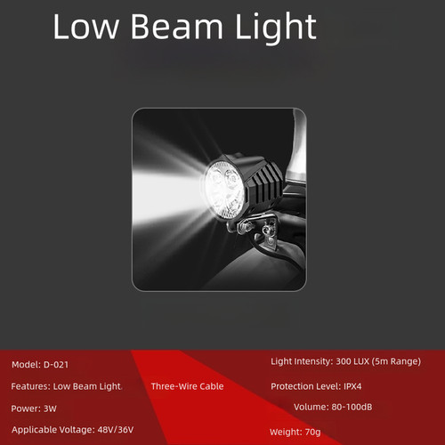 Phare led ebike 3pin - led, 48v