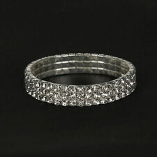 Job lot 12 pcs 3 row Diamante Elasticated Bracelets - NEW Wholesale 