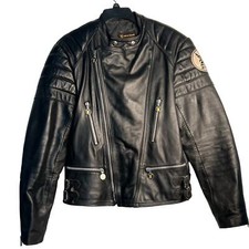Moto Cuir Men's Black Heavy Duty Motorcycle Jacket Size 50 (M)