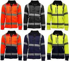 Mens Hi Vis High Visibility Premium Safety Lined Work Fleece Jacket