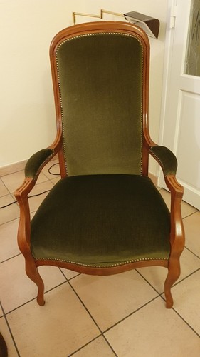 Fauteuil voltaire vert ancien - fauteuil,