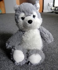 Peluche Chien Loup gris et