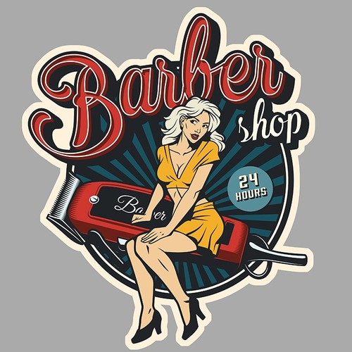 Sticker pinup barber shop - sticker,
