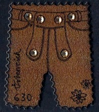 2015 "Austria" Traditional LEDERHOSE VF/MNH Stamp with 6 Swarovski Crystals! 