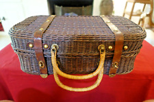 beautiful antique wicker / rattan suitcase early XX