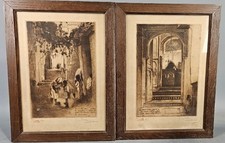 1900s Orientalist School, 2 strong waters, signed, framed under glass.