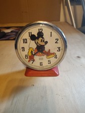 BAYARD MICKEY MOUSE Vintage Alarm Mantel Clock Disney 1977 "Please Read"