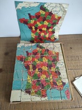 Ancien Jeu de CUBES En Bois Géographiques Cartes Continents Pays France Vintage 