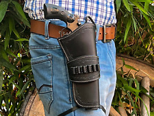 LEATHER WESTERN  TOOLED AMMO HOLSTER GUN DROP LOOP FAST DRAW RIG SAA GUN MODEL.