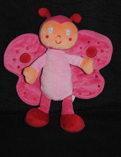 Doudou papillon rouge - papillon,