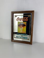 Gorgeous Vintage Screen Printed Coca Cola Mirror, Wooden Frame Made in England