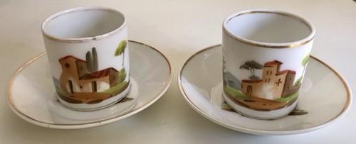 Paire tasses porcelaine - tasses,