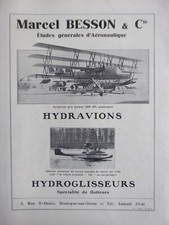 1920'S PUB SEAPLANE HYDROFOIL GLISSEUR MARCEL BESSON BOULOGNE / SEINE AD