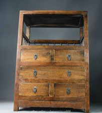 20" Antique Huang Huali Wood Carved Furniture Drawer Cabinet