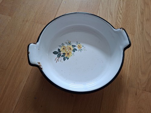 Plat vintage émail - émail, fleur