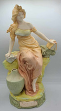 Large 16"H Royal Dux Bohemia Art Nouveau Porcelain Figural Spill Vase/Figurine
