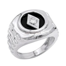 Naturel Onyx Noir Pierre Précieuse Avec 14K Plaqué or Blanc Argent Homme Bague