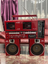 Vintage Sharp QT-88R Boombox Dual Cassette Radio Tested 1980s Collectible