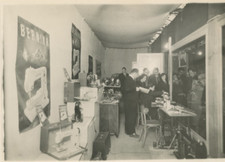 France, A Stand of Bernina Vintage Silver Print Sewing Machines. ar print