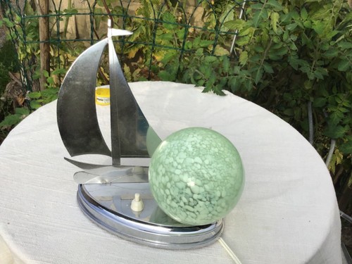 Lampe vintage chrome boule - &,