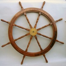 ROUE DE BATEAU EN BOIS 48" ~ BATEAU ~ PIRATE ~ NAUTIQUE ~ DÉCORATION INTÉRIEU...
