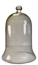 Large Antique Hand Blown Glass Dome w/ Handle Cloche Display Case Height 12 x 8"