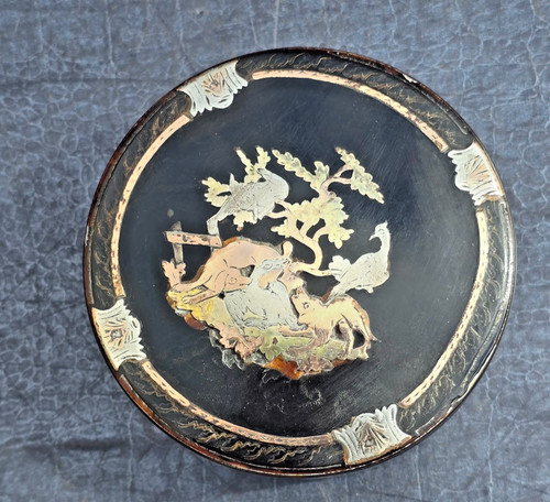 Boite ronde tabatiere ecaille - boite,