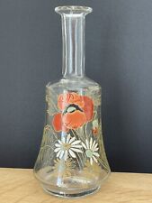 Antique Enameled Carafe with Flower Decor - Poppy - Legras? - Art Nouveau