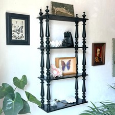 Ancien Etagère Napoléon III en Bois Noirci  - Murale ou à Poser - H. 103 cm