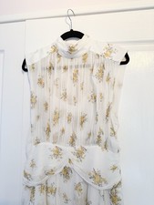 Shona Joy Dress Julieta AU 14 US 10 Sleeveless Ruched Midi Floral White Rice