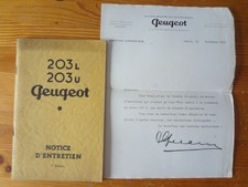 Notice d'entretien PEUGEOT 203