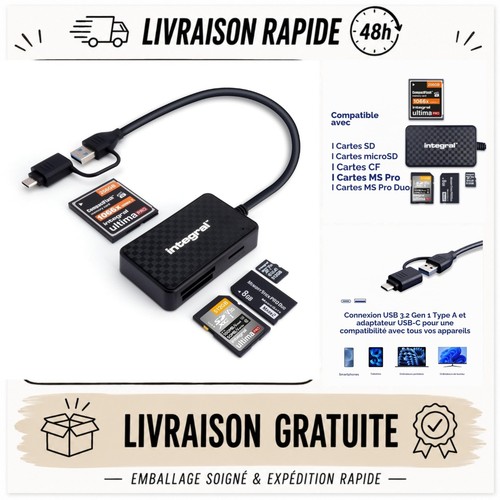 Lecteur cartes mémoire - , 4en1