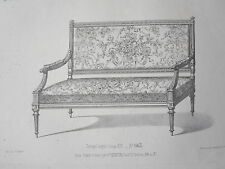 LOUIS XVI style lacquered sofa engraving le MAGASIN de MEUBLES Victor QUETIN 19th century