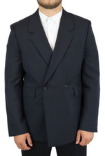 SANDRO Croise Navy Blazer Mens (EU) 54 Wool Double Breasted Lined
