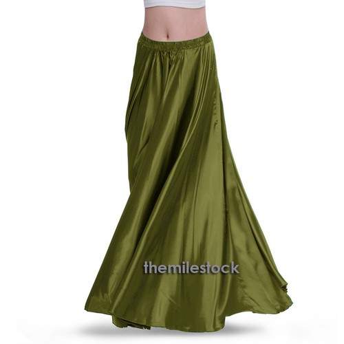 Jupe longue tms olive satin - olive,