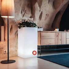 POT DE FLEURS CUBE HAUTEUR 80 40X40 LUMIÈRE ROUGE EN RÉSINE JARDIN LUMINEUX